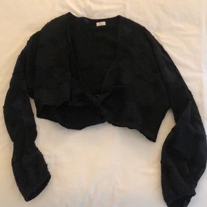 Aritzia black tie front blouse